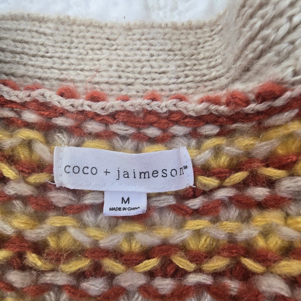 Coco + Jaimeson Chunky Knit Long Fall Cardigan‎ Striped with Pockets Womens Med - Picture 5 of 5